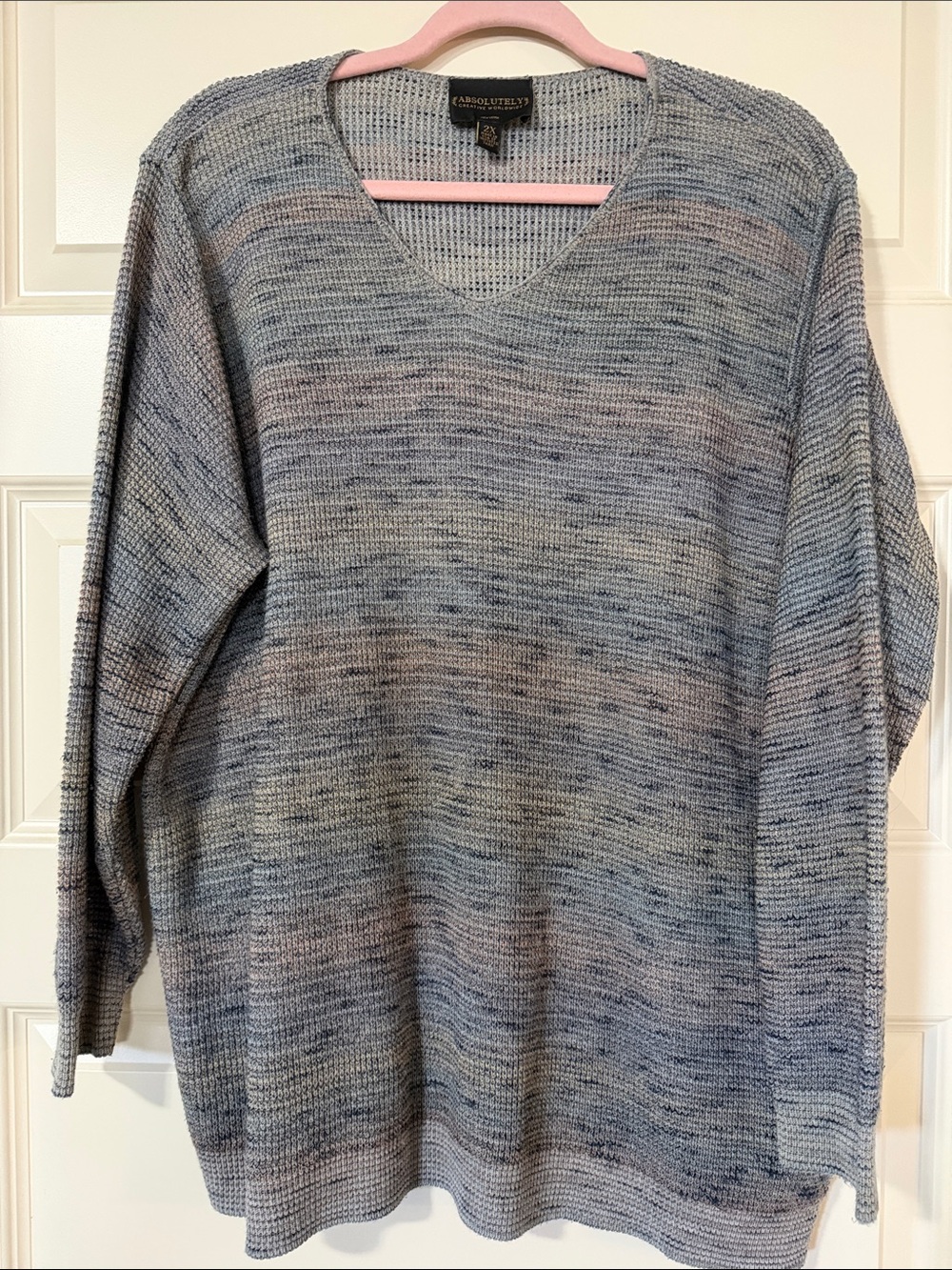 Absolutely Women’s V-Neck Sweater in Heather Blue, Purple and Gray